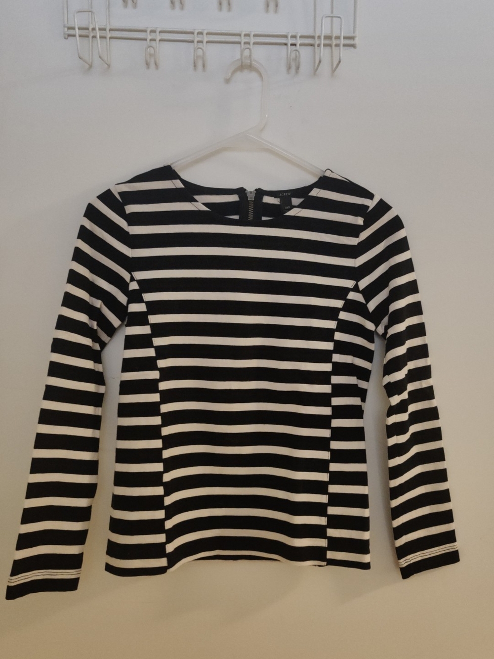 J. Crew Black and White Striped Long-Sleeve Top